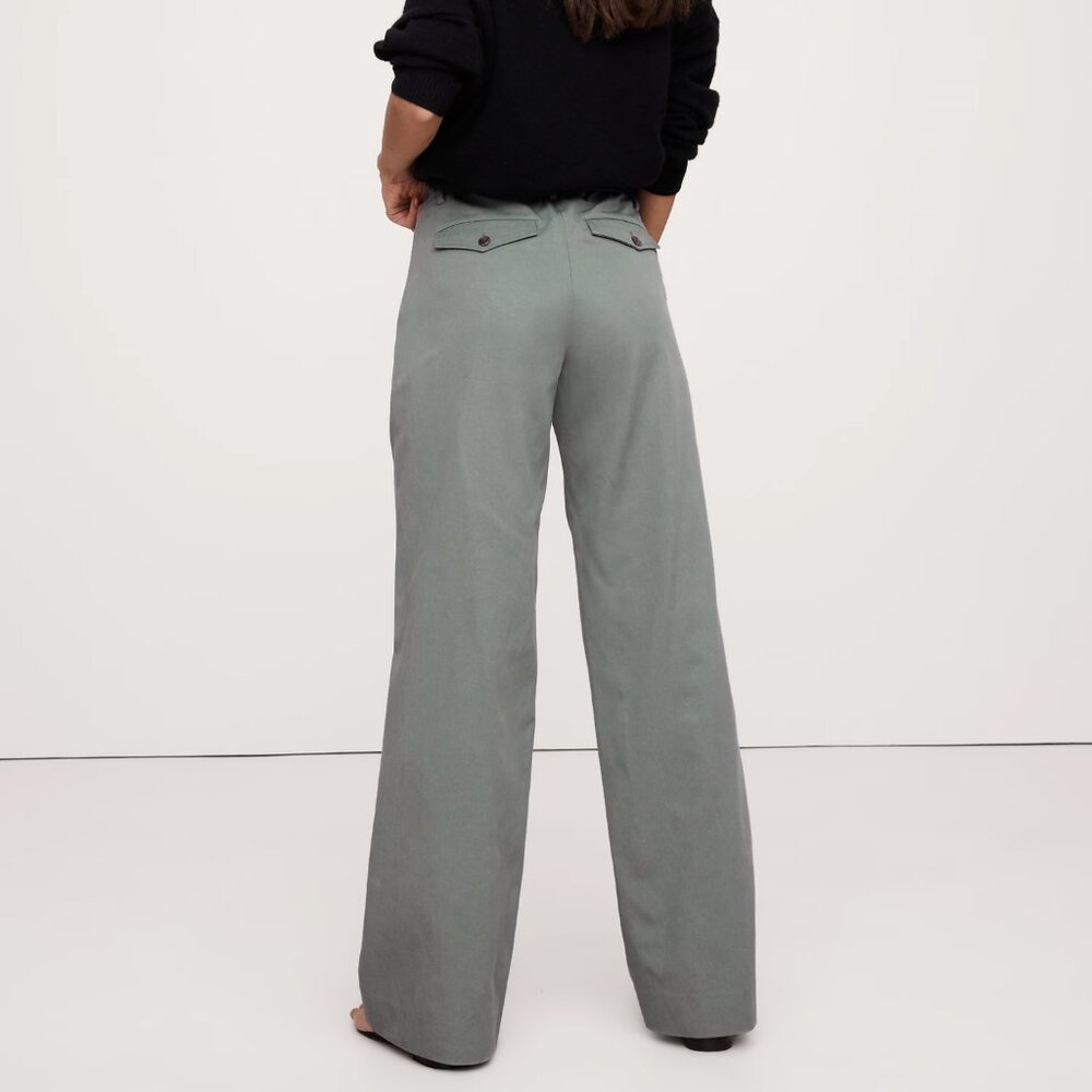 Banana Republic Wide Leg Pant XL Gray Succulent - The Everyday Trouser - Picture 2 of 7